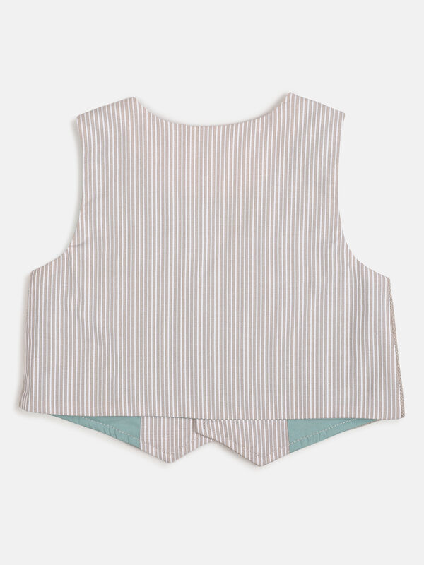 Boys Medium Natural Knitted Vest image number null